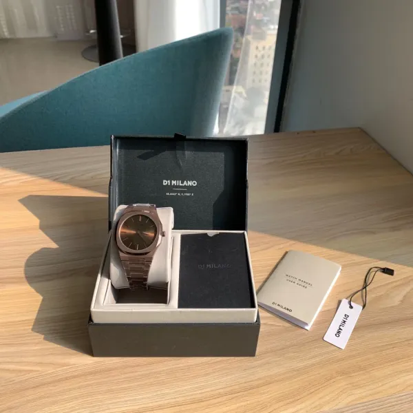 Design D1 Milano Ultra Thin Rose Gold Watch with Burgundy Dial Watches - 39