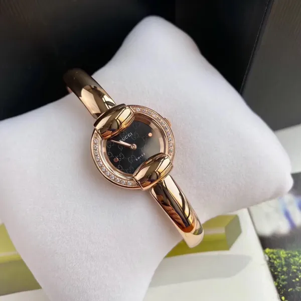Gucci G-Timeless Diamond-Set Rose Gold Black Dial Watch Watches - 23