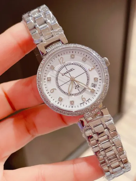 Chanel J12 White Mother-of-Pearl Dial Diamond-Set Stainless Steel Watch Watches - 10