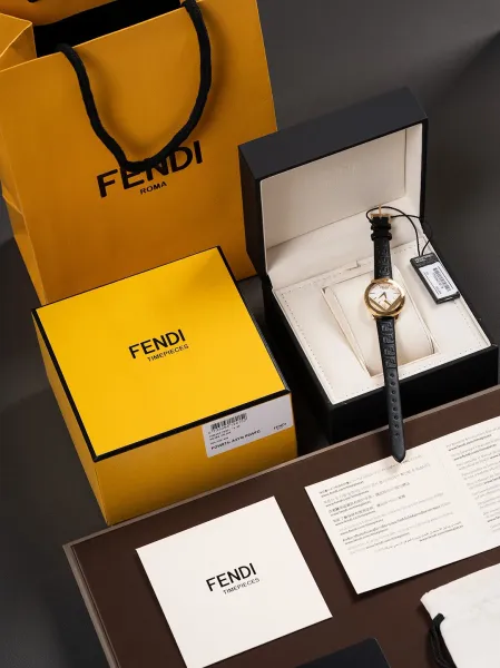 Fendi FF Logo Chronograph Rose Gold and Silver Watch Watches - 22