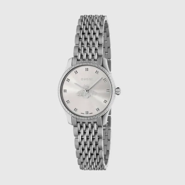 Gucci G-Timeless Bee Silver Dial Steel Watch Watches - 2