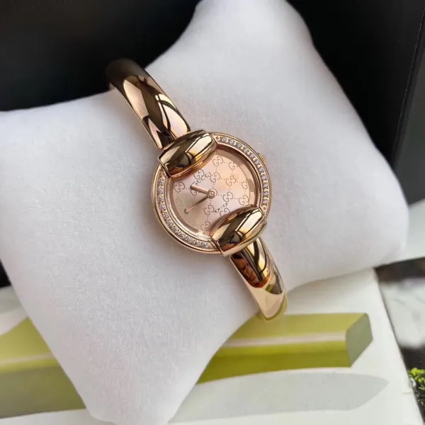 Gucci G-Timeless Diamond-Set Rose Gold Black Dial Watch Watches - 9