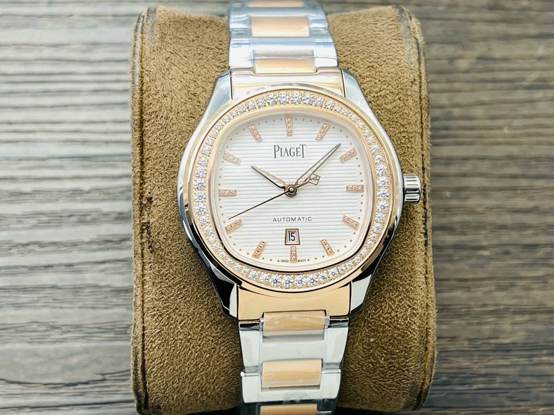 Design Piaget Polo Automatic White Dial Diamond Bezel Two-Tone Steel and Rose Gold Watch Watches - 20
