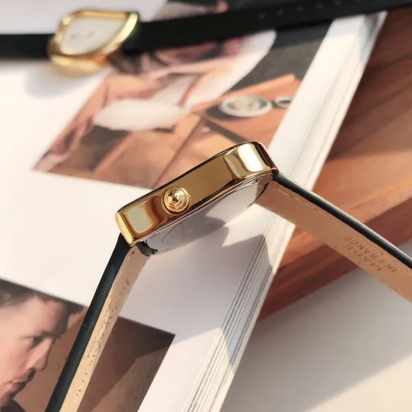 Saint Laurent Yves Saint Laurent Heart-Shaped Watch Gold Red Leather Strap Watches - 9