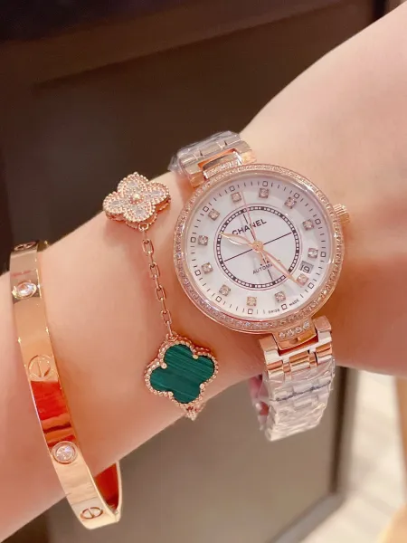 Chanel J12 White Mother-of-Pearl Dial Diamond-Set Stainless Steel Watch Watches - 24