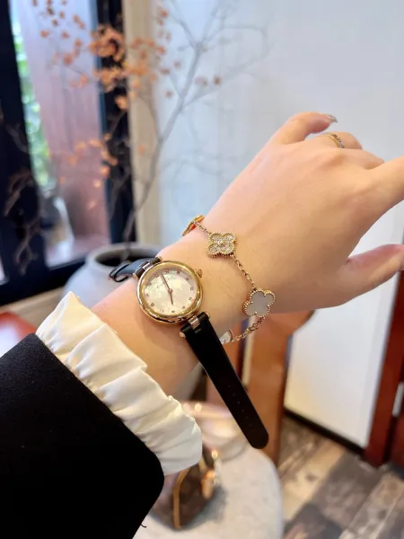 Gucci G-Timeless Mini Mother-of-Pearl Dial Black Leather Watch Watches - 48
