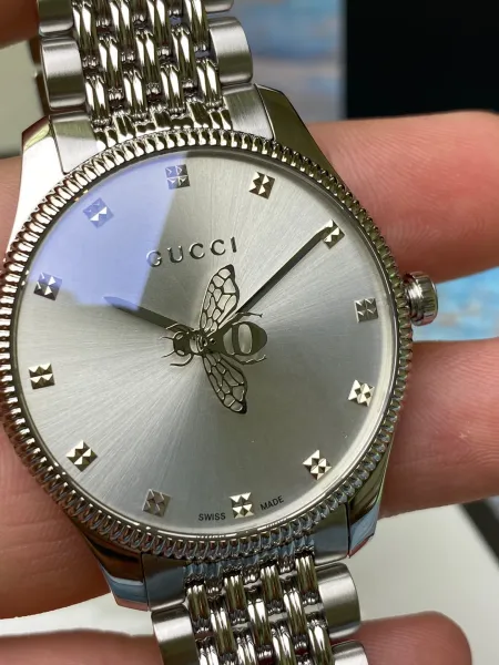 Gucci G-Timeless Bee Silver Dial Steel Watch Watches - 7