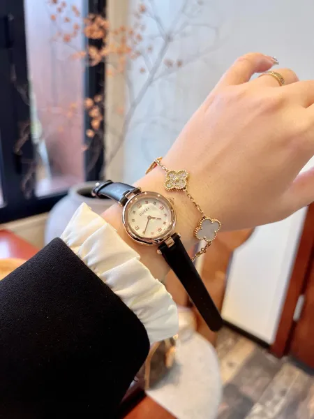 Gucci G-Timeless Mini Mother-of-Pearl Dial Black Leather Watch Watches - 50