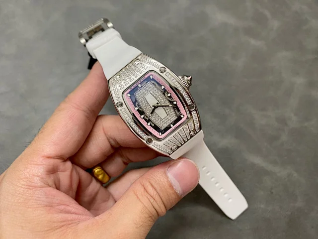 Richard Mille Watches Diamond-Set Tonneau Watch with White Strap product detail image 92