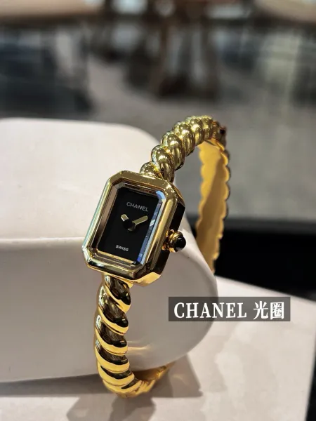 Chanel Première Éclat Gold-Tone Quartz Watch with Black Dial Watches - 15