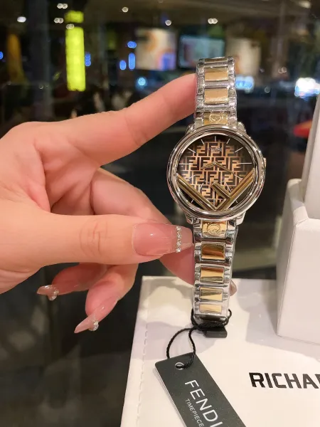 Fendi Timepieces FF Logo Dial Rose Gold and Silver Watch Watches - 17