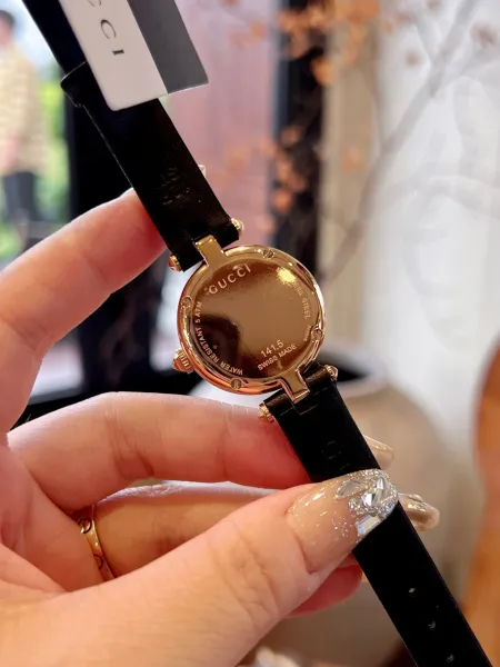 Gucci G-Timeless Mini Mother-of-Pearl Dial Black Leather Watch Watches - 36