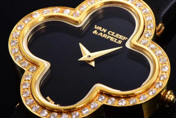 Van Cleef & Arpels Alhambra Black Dial Rose Gold Diamond Watch Watches - 40
