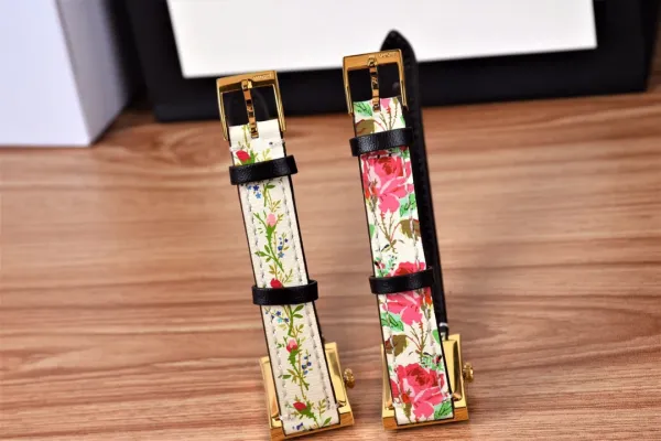 Gucci G-Timeless Floral Print White Leather Strap Quartz Watch Watches - 27