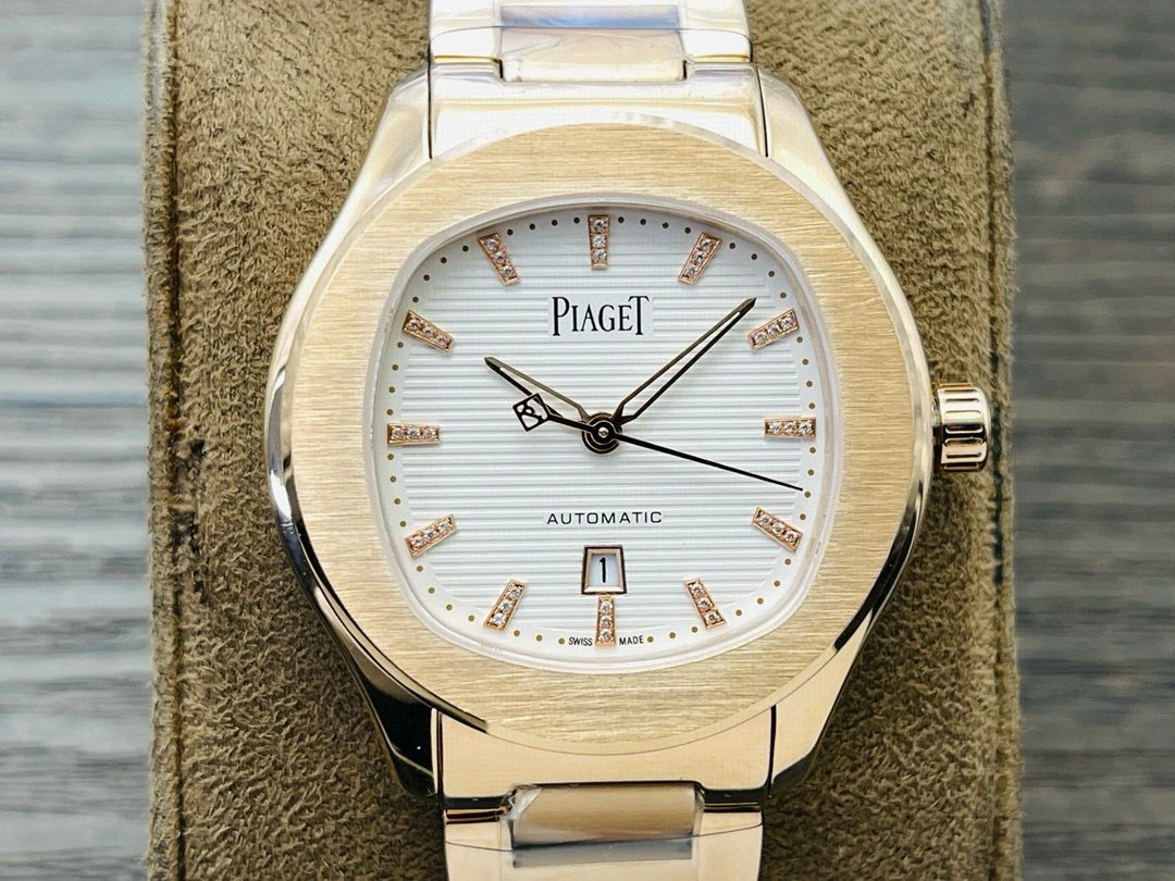 Design Piaget Polo Automatic White Dial Diamond Bezel Two-Tone Steel and Rose Gold Watch Watches - 14