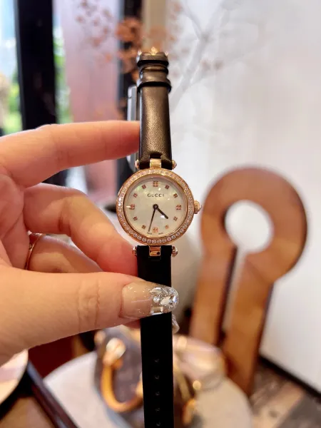 Gucci G-Timeless Mini Mother-of-Pearl Dial Black Leather Watch Watches - 42