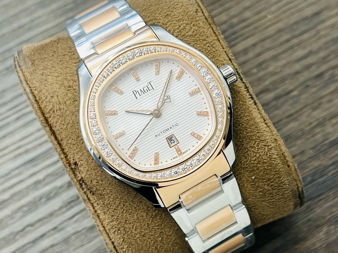 Design Piaget Polo Automatic White Dial Diamond Bezel Two-Tone Steel and Rose Gold Watch Watches - 21