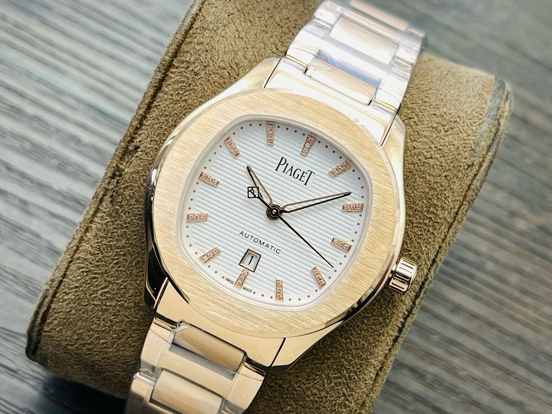 Design Piaget Polo Automatic White Dial Diamond Bezel Two-Tone Steel and Rose Gold Watch Watches - 13