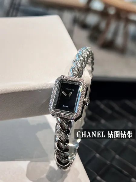 Chanel Première Éclat Gold-Tone Quartz Watch with Black Dial Watches - 7
