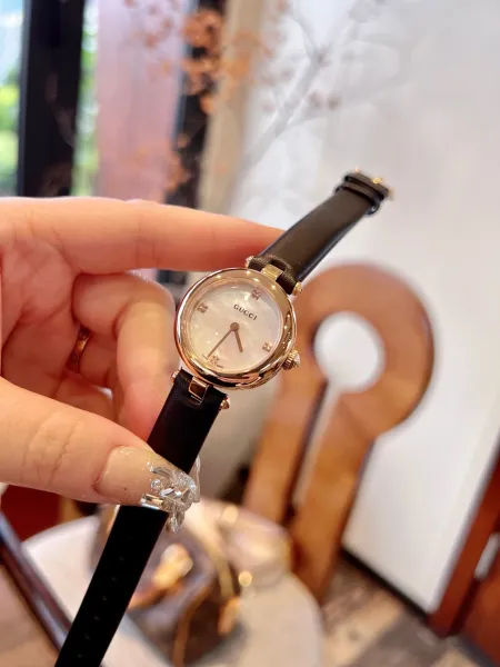 Gucci G-Timeless Mini Mother-of-Pearl Dial Black Leather Watch Watches - 43