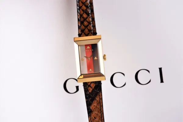 Gucci G-Timeless Floral Print White Leather Strap Quartz Watch Watches - 14