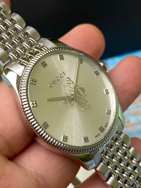 Gucci G-Timeless Bee Silver Dial Steel Watch Watches - 8