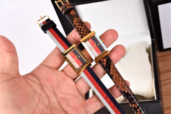 Gucci G-Timeless Floral Print White Leather Strap Quartz Watch Watches - 18