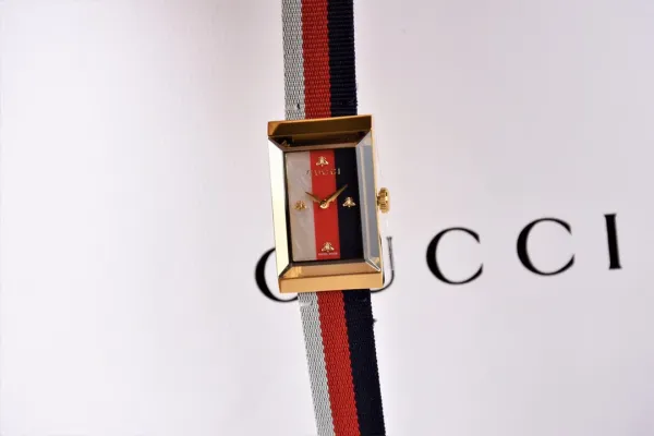 Gucci G-Timeless Floral Print White Leather Strap Quartz Watch Watches - 15