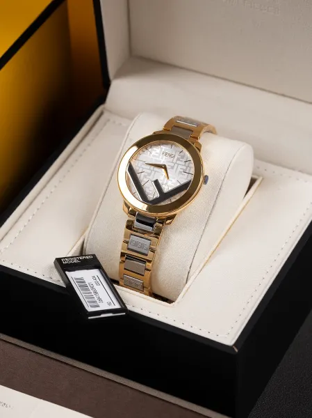Fendi FF Logo Chronograph Rose Gold and Silver Watch Watches - 15