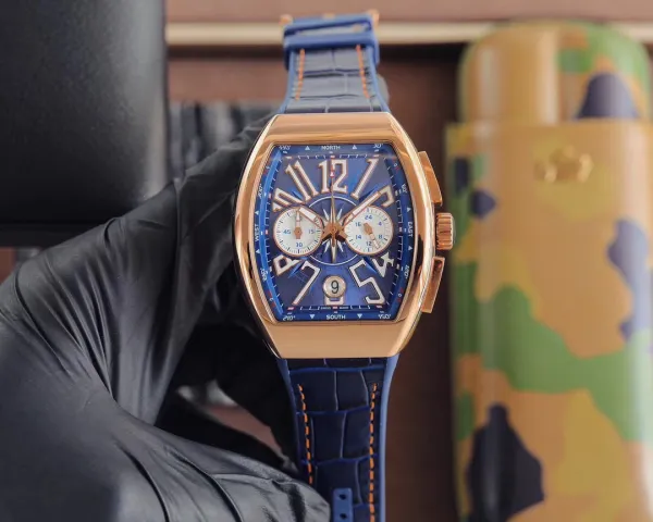 Franck Muller Vanguard Chronograph Blue Dial Mechanical Watch Watches - 12