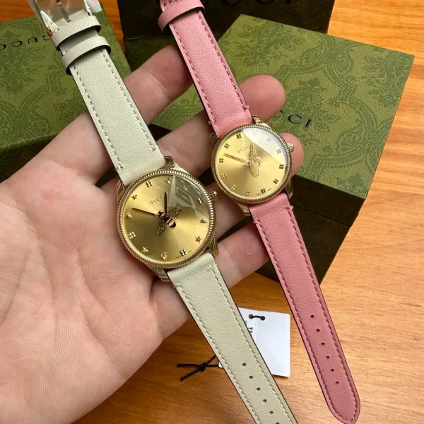 Gucci G-Timeless Bee Dial Gold-Tone Quartz Watch with Black Alligator Strap Watches - 22