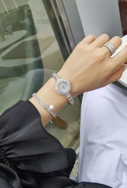 Cartier Love Bracelet and Paved Crystal Watch Rose Gold Women's Accessories Set Jewelry - 41