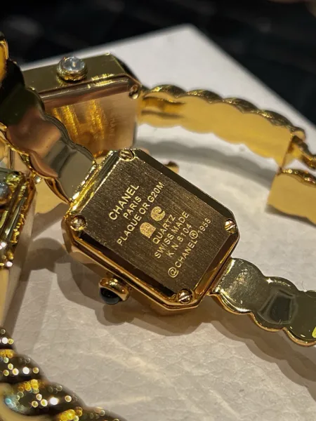 Chanel Première Éclat Gold-Tone Quartz Watch with Black Dial Watches - 19