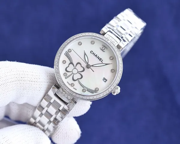 Chanel Mademoiselle Privé Camellia Pearl Dial Diamond Bezel Stainless Steel Watch Watches - 3