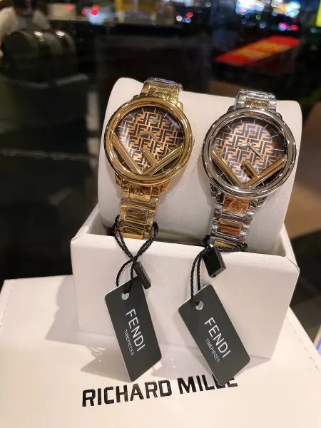 Fendi Timepieces FF Logo Dial Rose Gold and Silver Watch Watches - 19