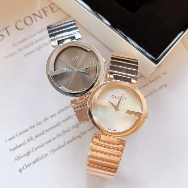 Gucci G-Timeless Mini Rose Gold Silver Dial Brown Leather Watch Watches - 9