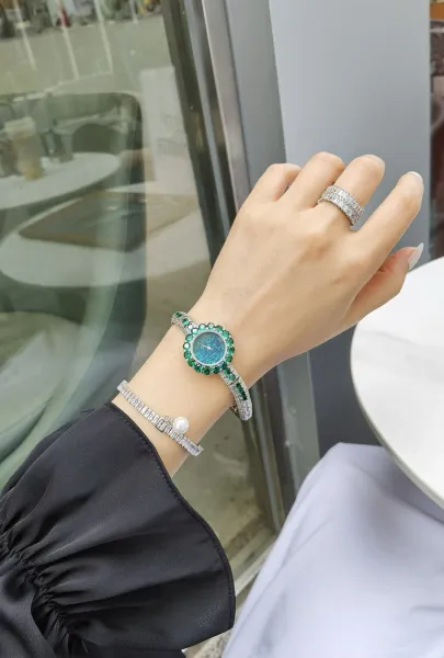 Cartier Love Bracelet and Paved Crystal Watch Rose Gold Women's Accessories Set Jewelry - 42