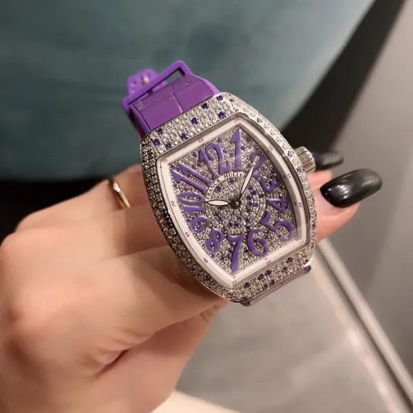 Franck Muller Vanguard Lady White All Diamonds Mechanical Watch Watches - 41
