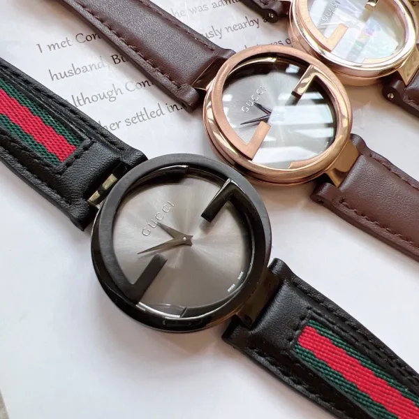 Gucci G-Timeless Mini Rose Gold Silver Dial Brown Leather Watch Watches - 34