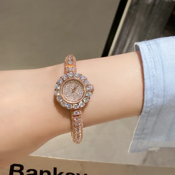 Cartier Love Bracelet and Paved Crystal Watch Rose Gold Women's Accessories Set Jewelry - 52