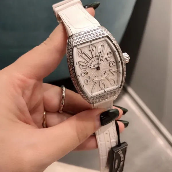 Franck Muller Vanguard Lady White All Diamonds Mechanical Watch Watches - 29