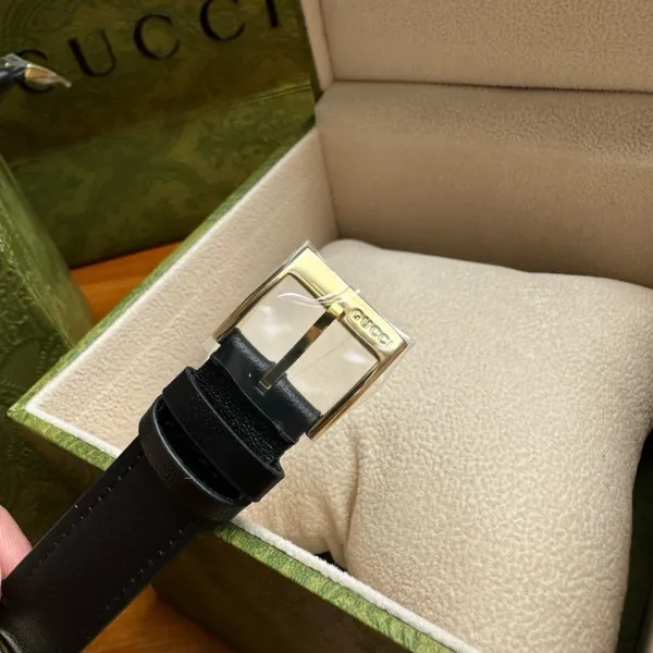 Gucci G-Timeless Bee Dial Gold-Tone Quartz Watch with Black Alligator Strap Watches - 38