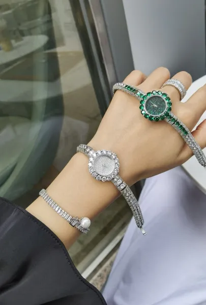 Cartier Love Bracelet and Paved Crystal Watch Rose Gold Women's Accessories Set Jewelry - 46