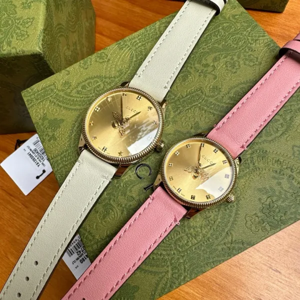 Gucci G-Timeless Bee Dial Gold-Tone Quartz Watch with Black Alligator Strap Watches - 23