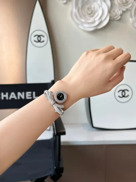 Chanel Premiere Bow Watch Black Dial Diamond-Encrusted Silver-Tone Watch Watches - 6