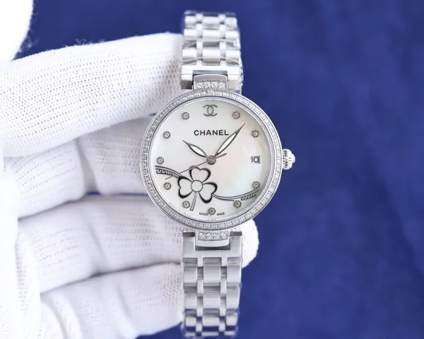 Chanel Mademoiselle Privé Camellia Pearl Dial Diamond Bezel Stainless Steel Watch Watches - 2