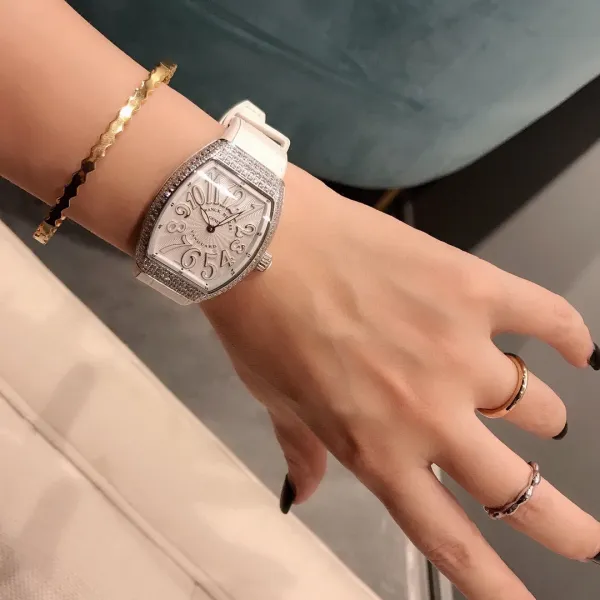Franck Muller Vanguard Lady White All Diamonds Mechanical Watch Watches - 31