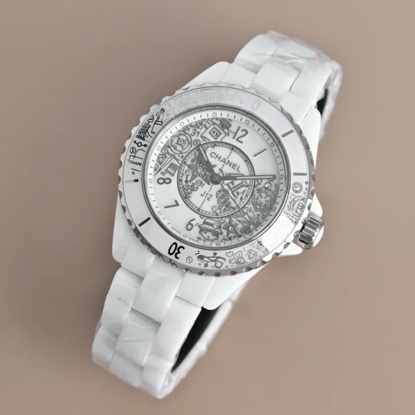 Chanel J12 Automatic White Ceramic Diamond Bezel Watch Watches - 41