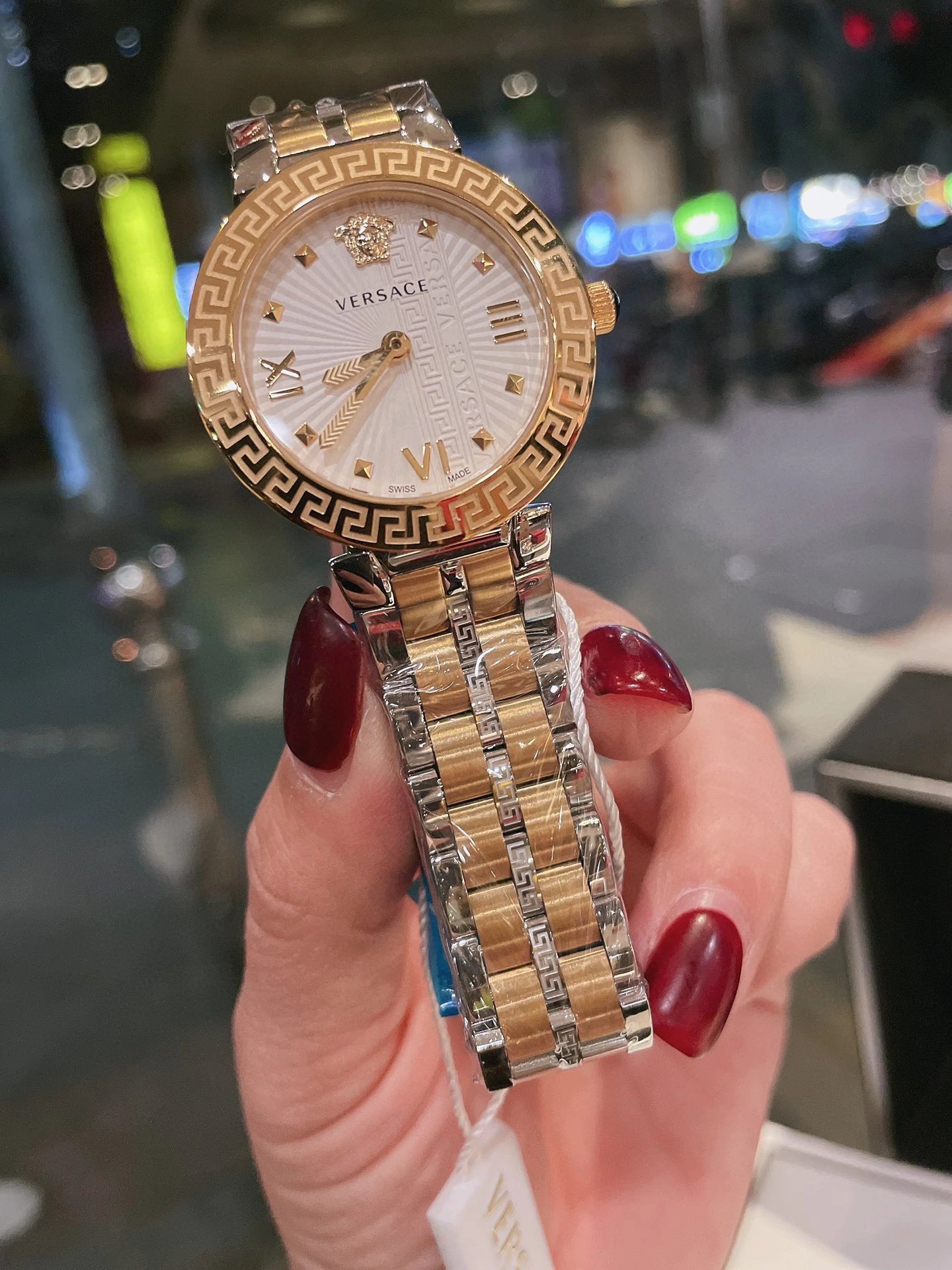 Versace Palazzo Empire Gold-Tone Watch with White Dial and Greek Key Motif Watches - 13