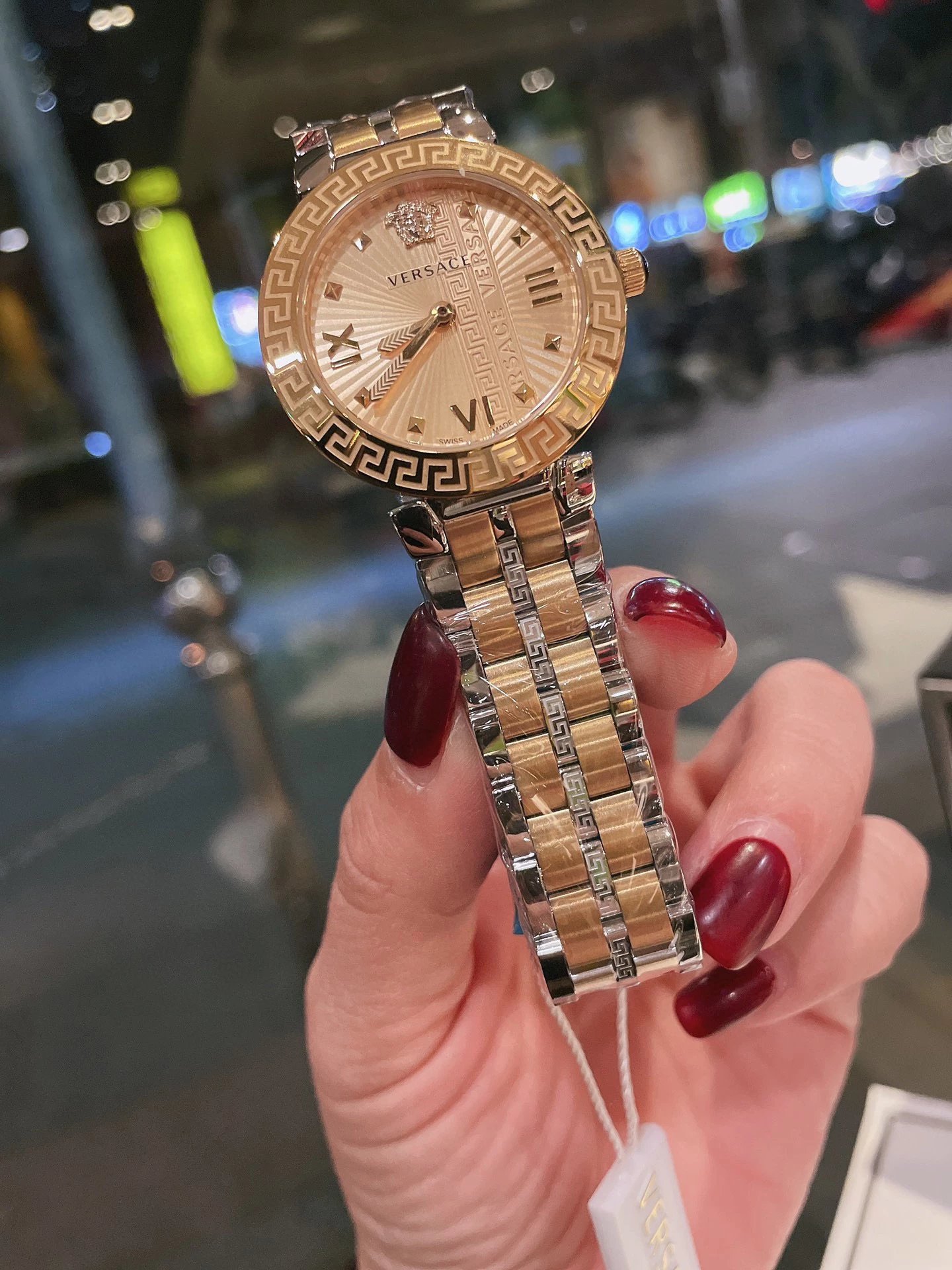 Versace Palazzo Empire Gold-Tone Watch with White Dial and Greek Key Motif Watches - 14